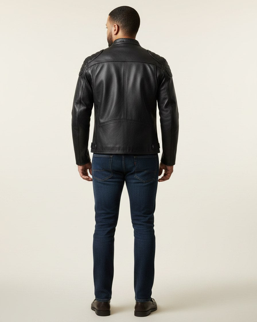 Marc Jacket - Faux Leather in Black - back fit