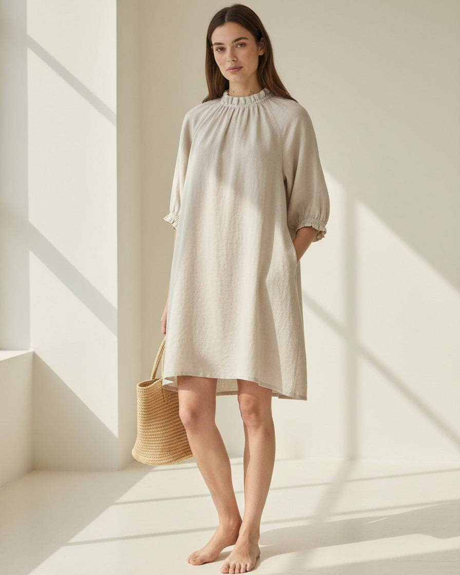 Oael Dress - Relaxed Linen in natural - indoor 1