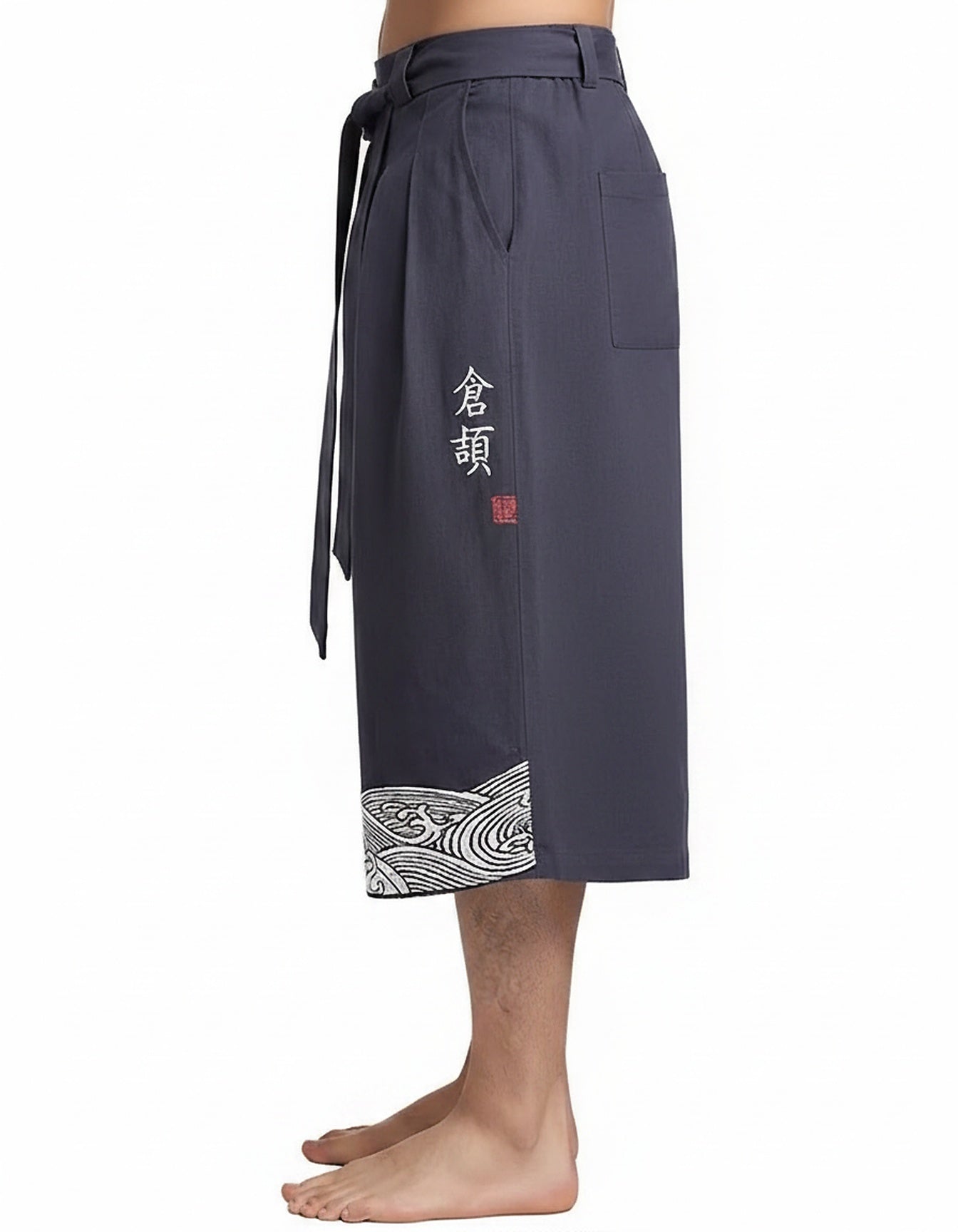 Raen Trousers - Wide-Leg Denim in navy - profile front