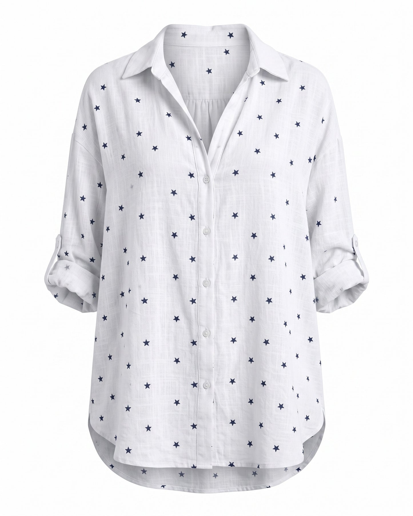 Mael Shirt - Relaxed Linen in Star Print White