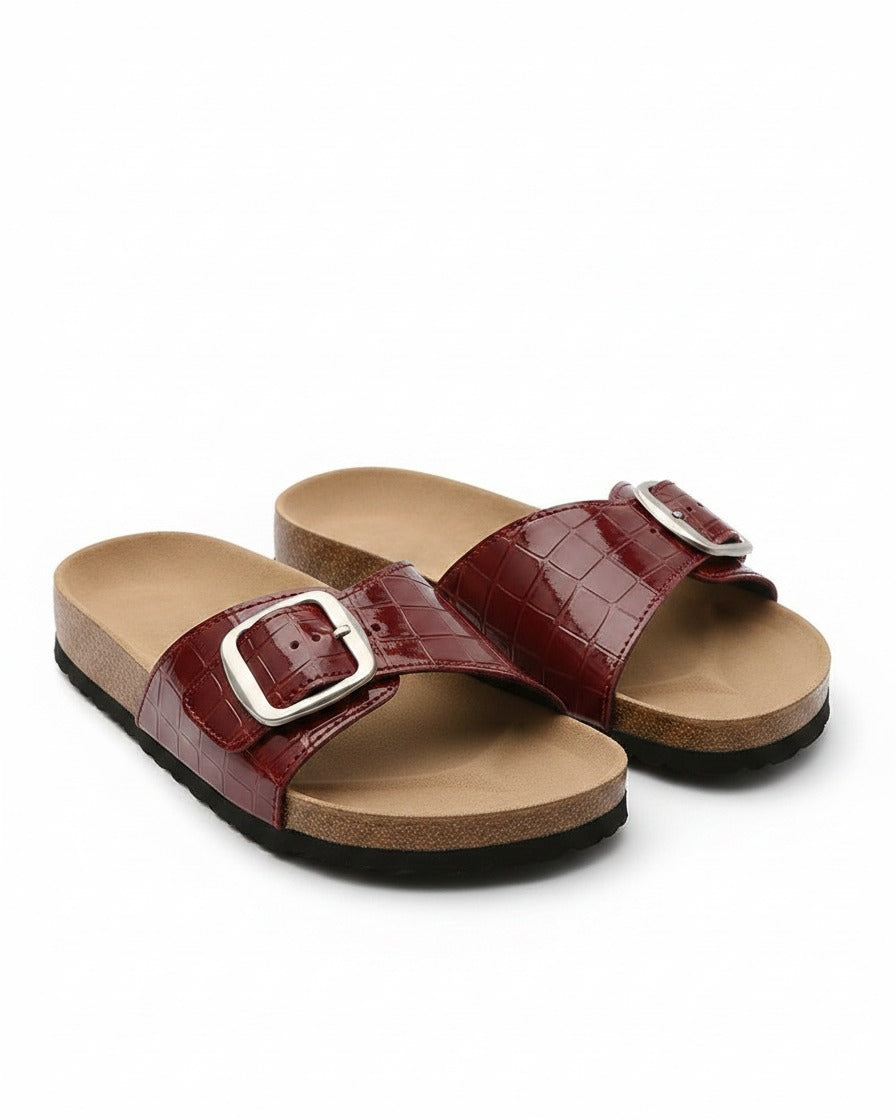 Uael Sandals - Leather in wine red - profile front wine red