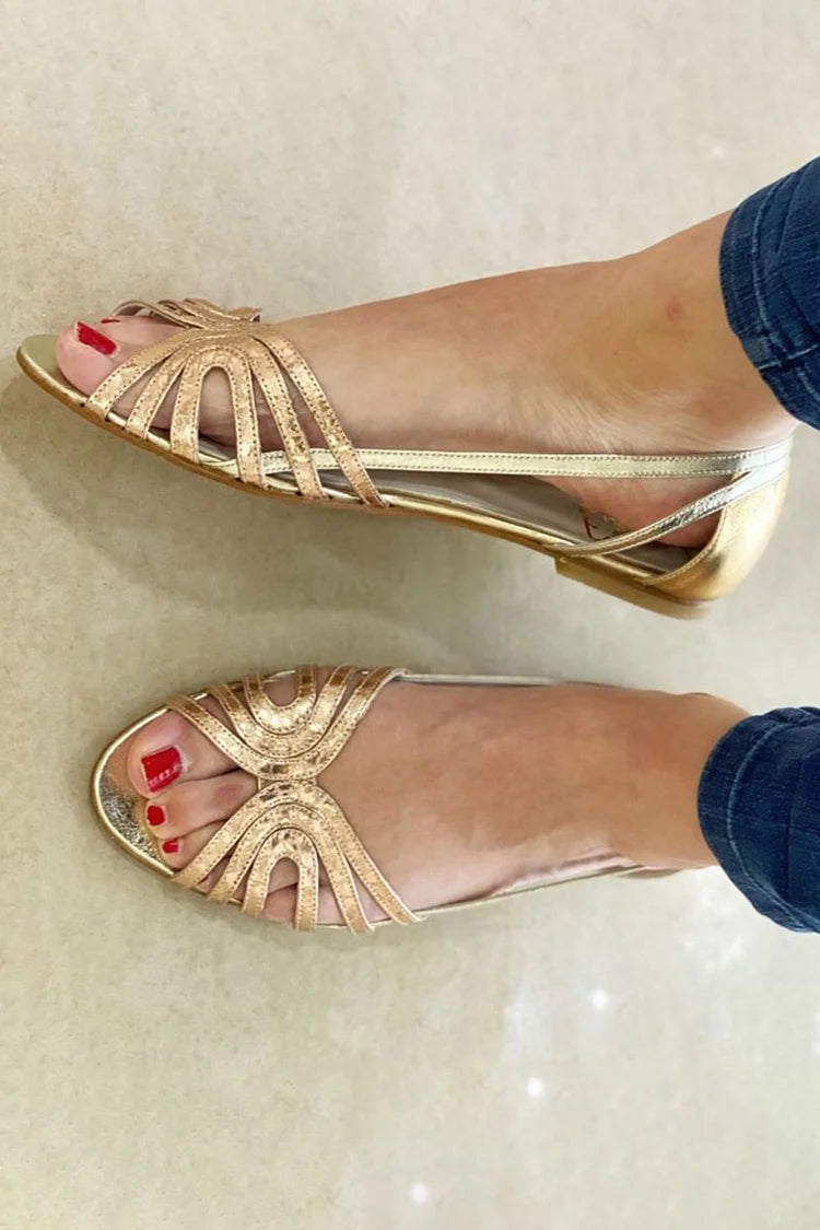 Eleonore Sandals - Metallic Peep-Toe