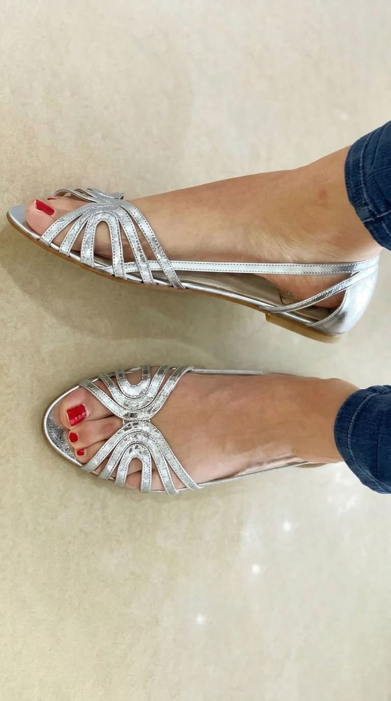 Eleonore Sandals - Metallic Peep-Toe