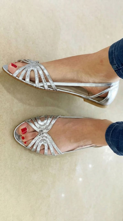 Eleonore Sandals - Metallic Peep-Toe