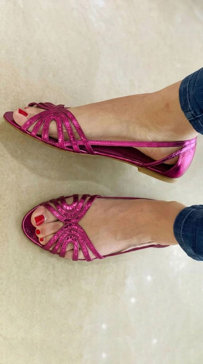 Eleonore Sandals - Metallic Peep-Toe