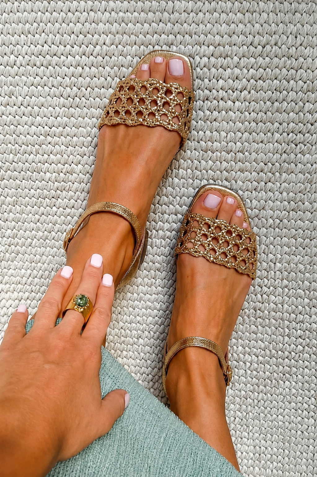 Aurelie Sandals - Woven Metallic
