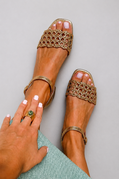 Aurelie Sandals - Woven Metallic