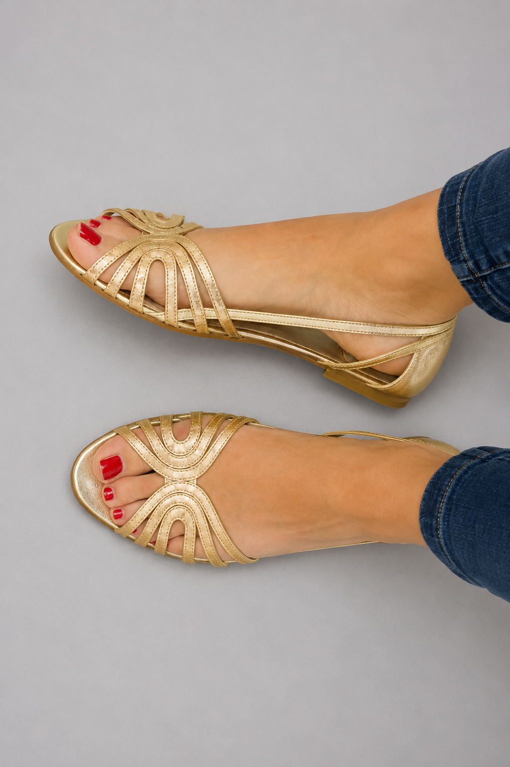 Eleonore Sandals - Metallic Peep-Toe