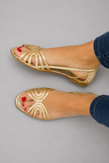 Eleonore Sandals - Metallic Peep-Toe