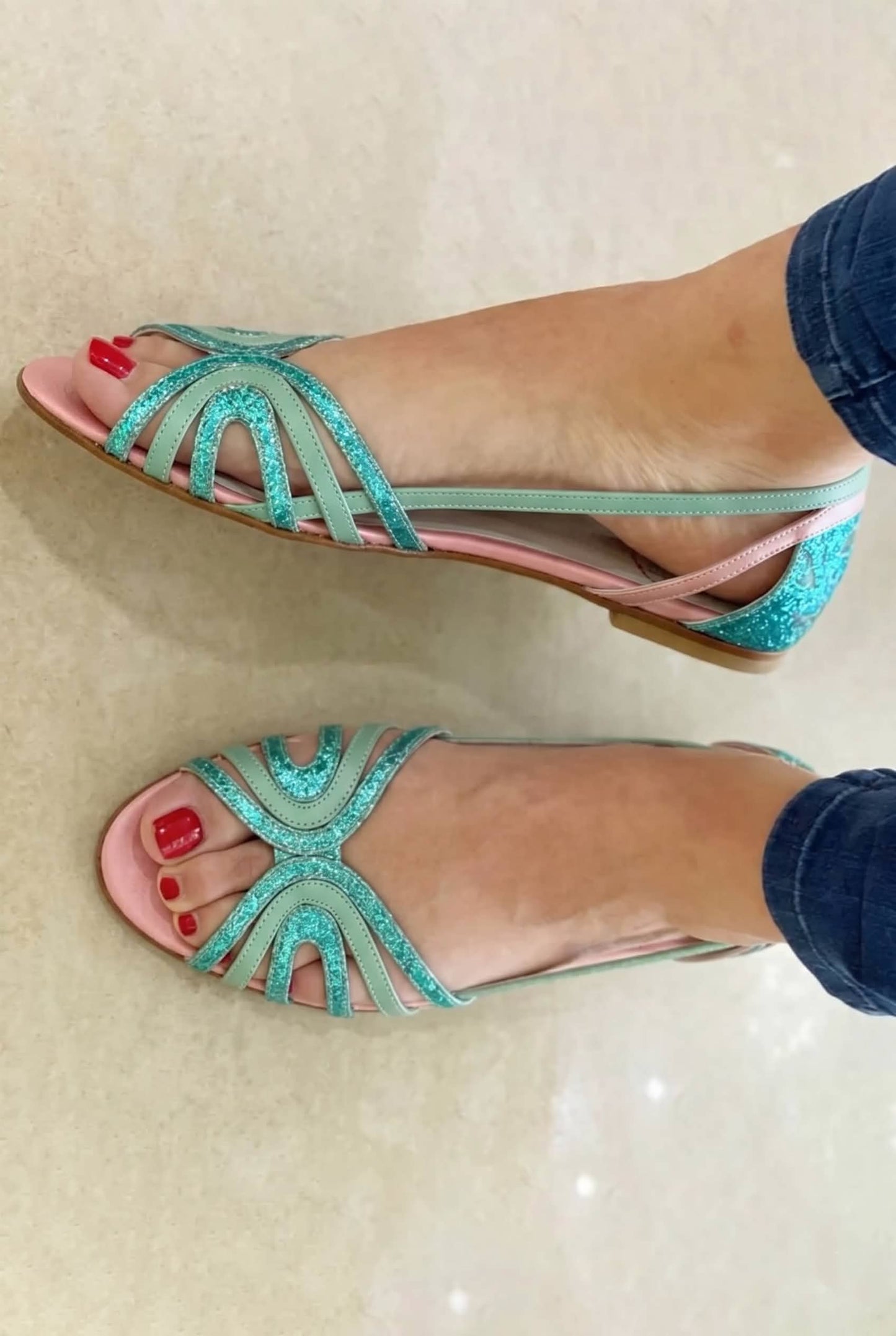 Eleonore Sandals - Metallic Peep-Toe