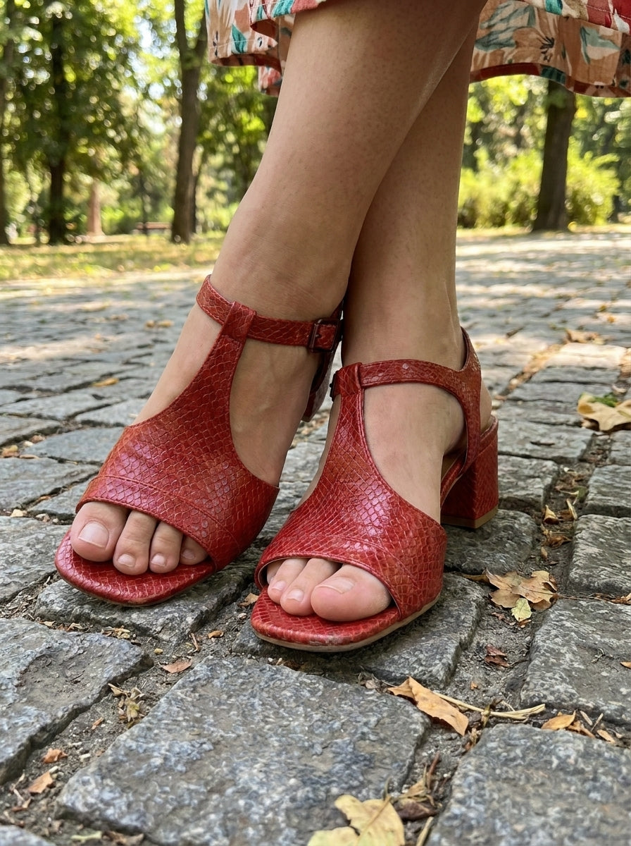 Alba Sandals - Low-Heel Metallic
