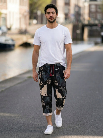 Pantalon 7/8 imprimé Neko Kaito