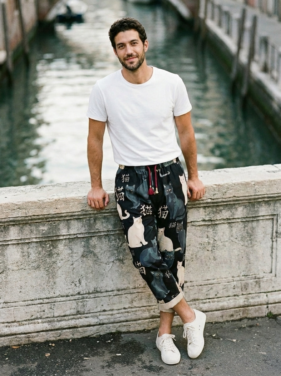 Pantalon 7/8 imprimé Neko Kaito