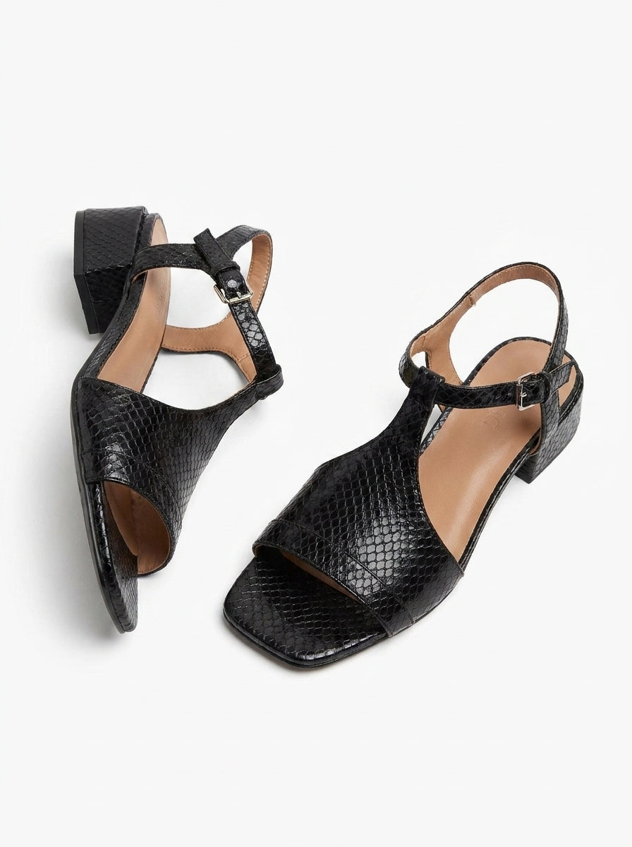 Alba Sandals - Low-Heel Metallic