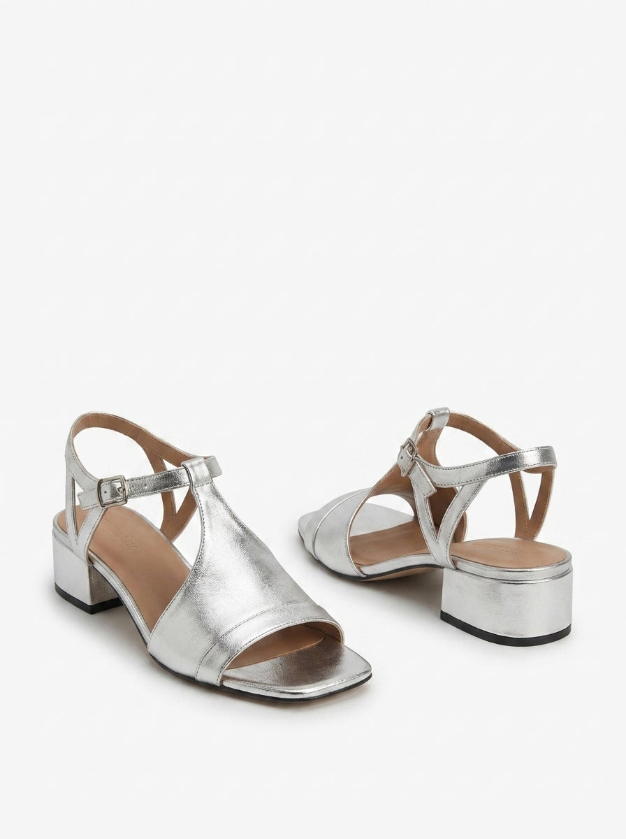Alba Sandals - Low-Heel Metallic