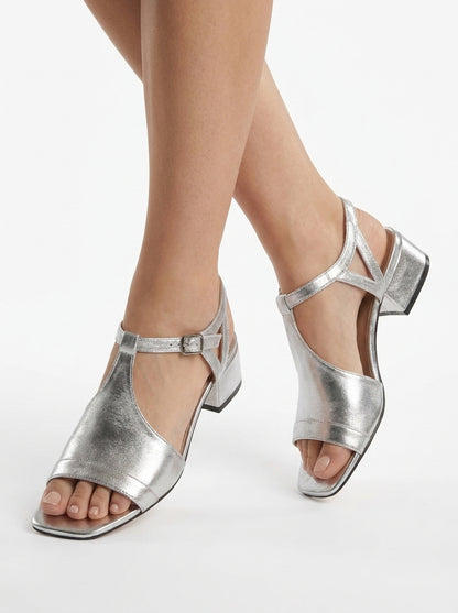 Alba Sandals - Low-Heel Metallic