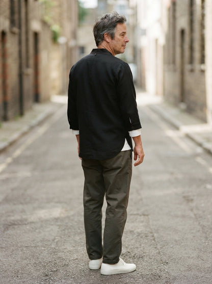 Takuma Kimono Shirt - Crossover Collar - Black