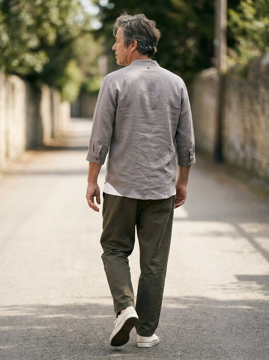 Takuma Kimono Shirt - Crossover Collar - Gray