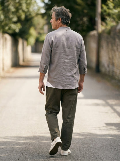 Takuma Kimono Shirt - Crossover Collar - Gray