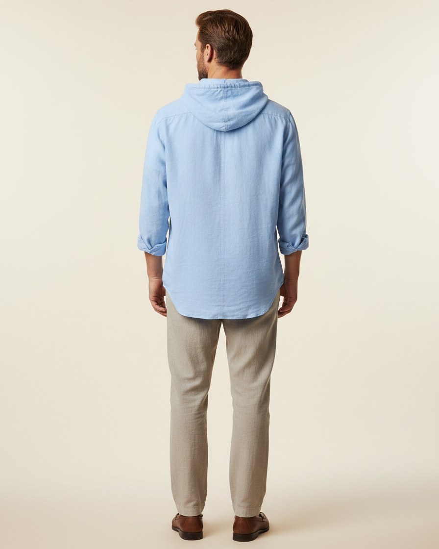 Ivo Shirt - Relaxed Linen in Blue - back fit