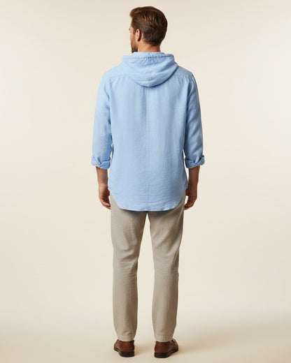 Ivo Shirt - Relaxed Linen in Blue - back fit