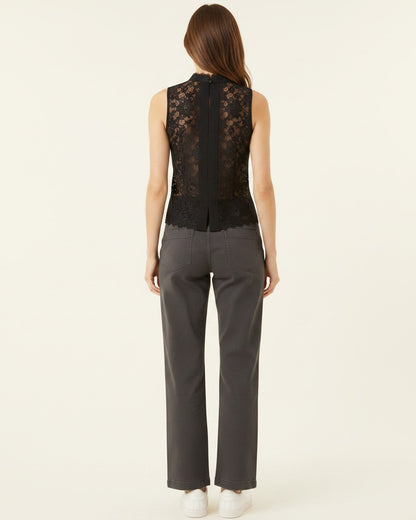 Idris Shirt - Stand-Collar in black - back fit