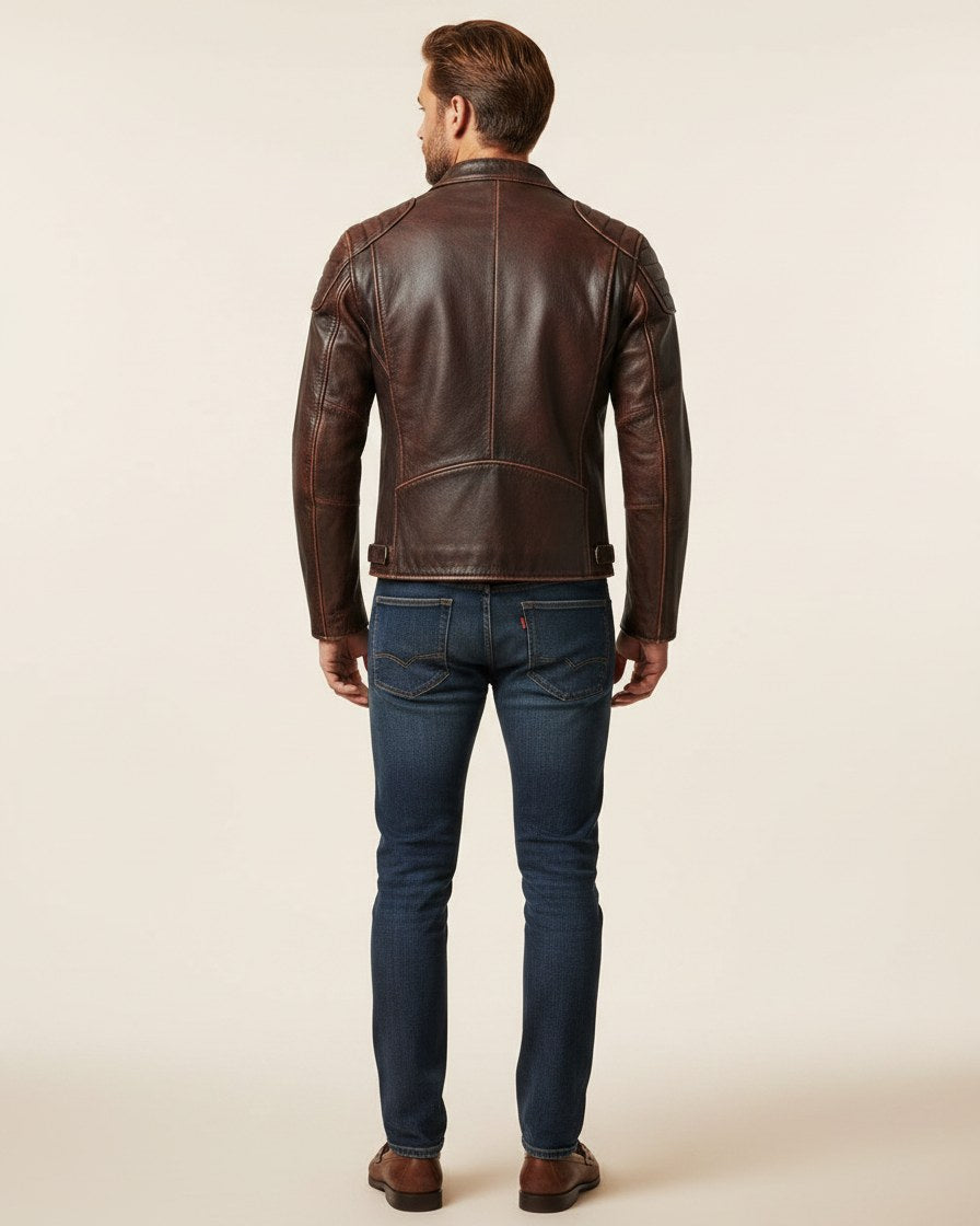 Lior Jacket - Faux Leather in Default - back fit