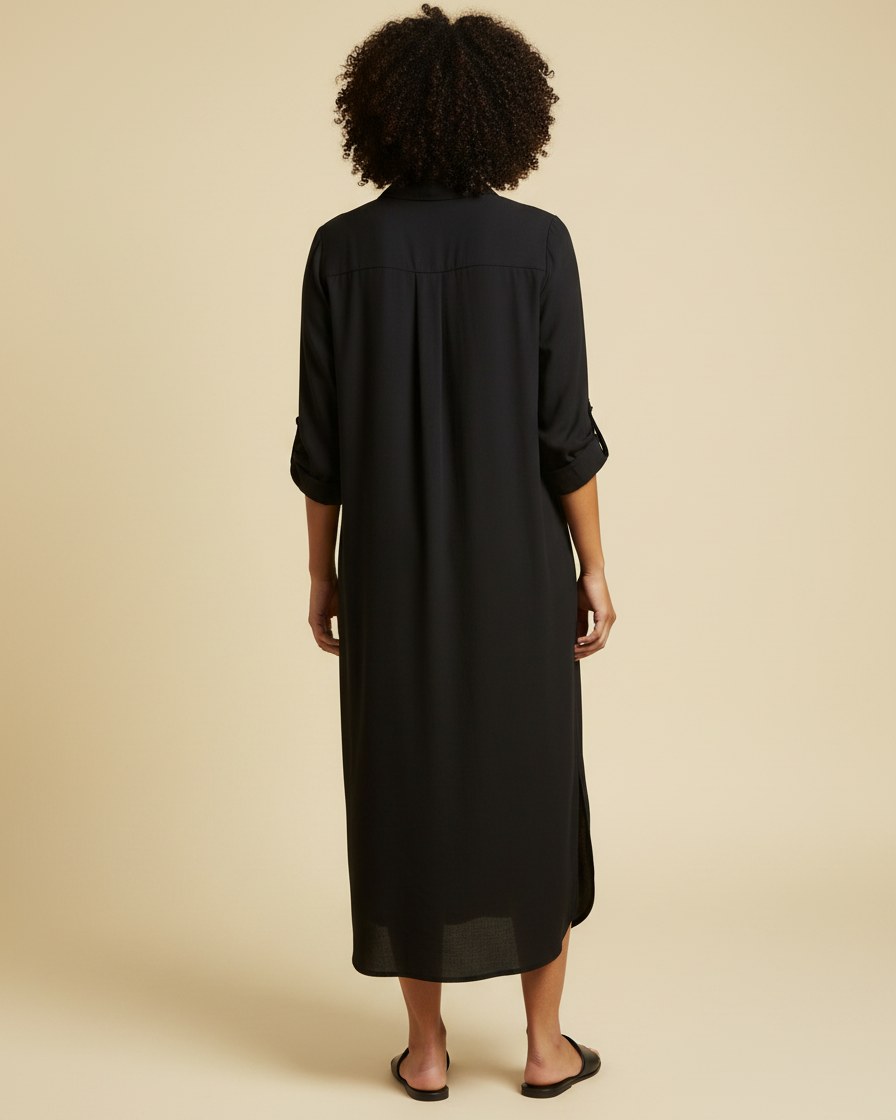 Aster Dress - Relaxed in Black - back fit
