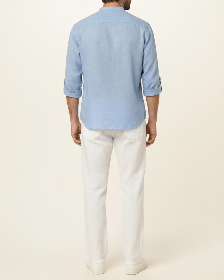 Nils Shirt - Linen in light blue - back fit