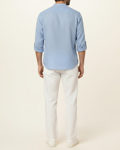 Nils Shirt - Linen in light blue - back fit