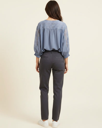 Hugo Blouse - Cotton in Blue - back fit