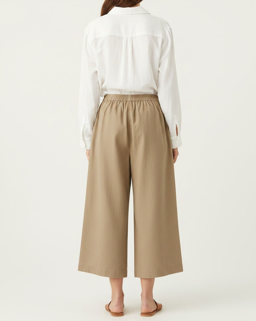 Yoel Trousers - Relaxed Wide-Leg Linen in Khaki - back fit