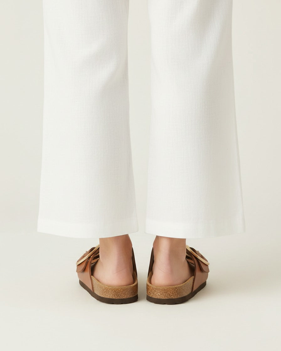 Vela Sandals - Faux Leather in Brown - back fit
