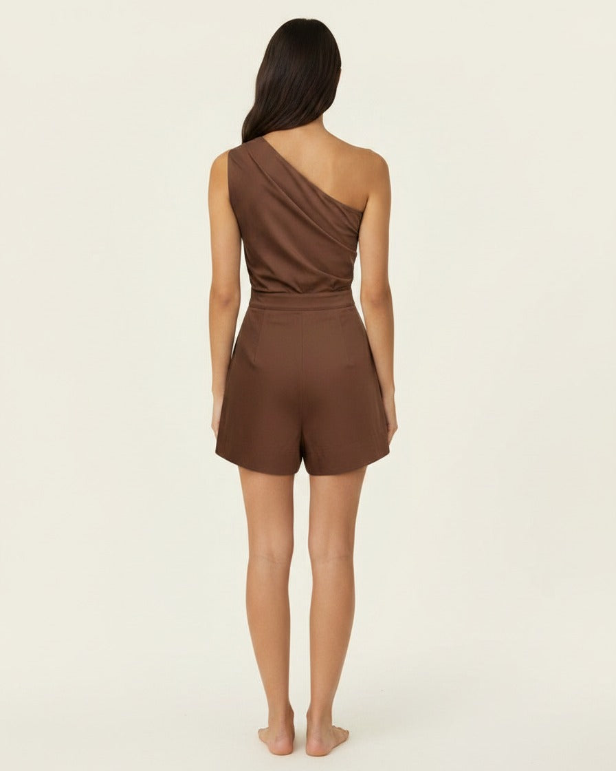 Qael Jacket - High-Waist Cotton in Brown - back fit