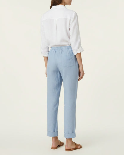 Orin Trousers - Straight-Leg Linen in Sky Blue - back fit