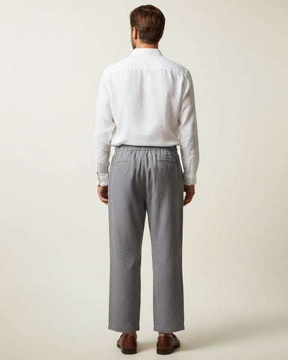 Lars Trousers - Relaxed Linen in Gray - back fit