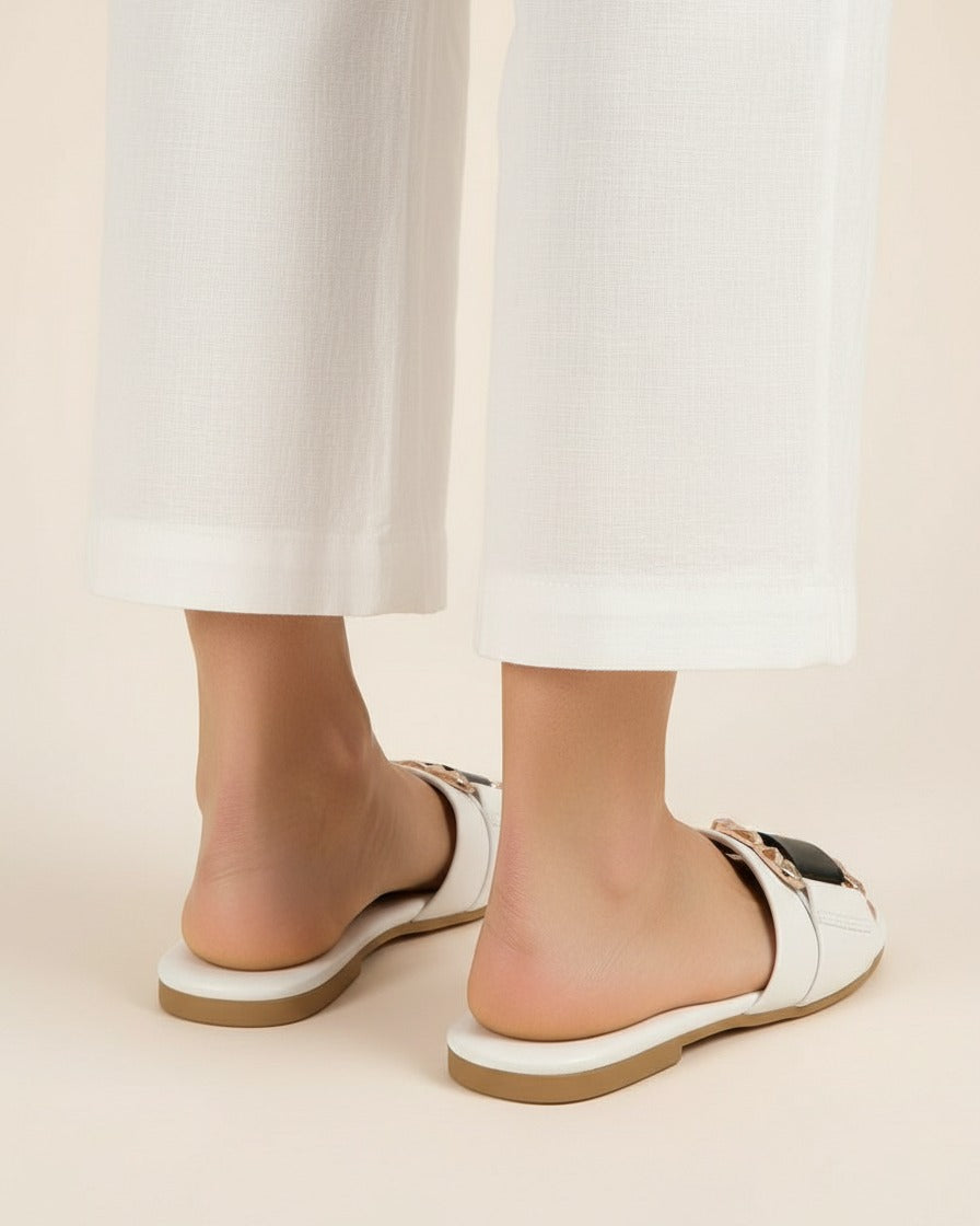 Arden Sandals - Leather in WHITE - back fit