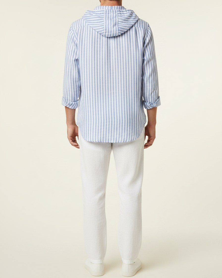 Tane Shirt - Linen in Blue - back fit