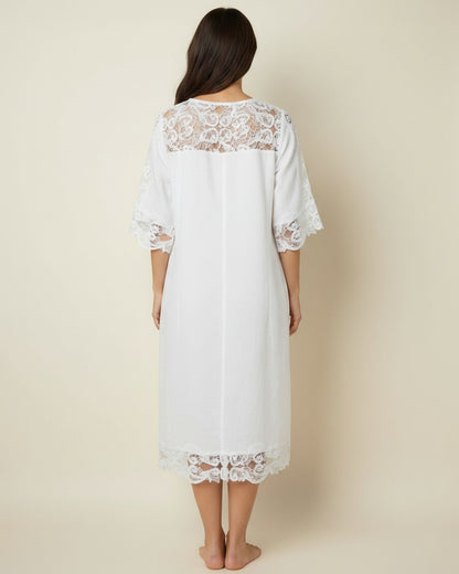 Mara Dress - Linen in White - back fit