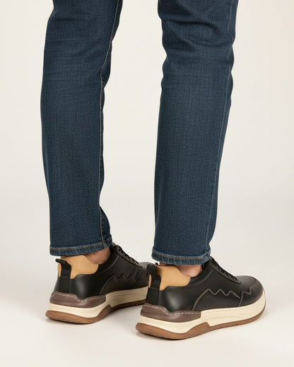 Dael Shoes - Leather in Black Beige - back fit