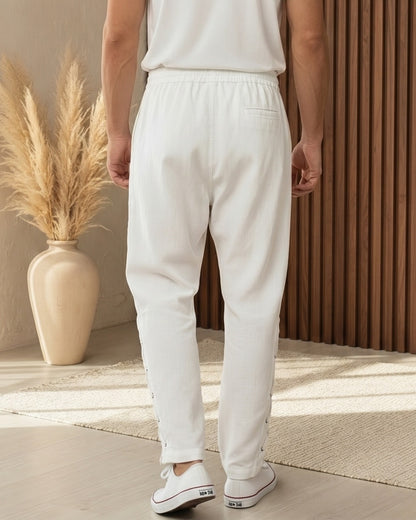 Jaan Trousers - Relaxed Linen in White - back fit