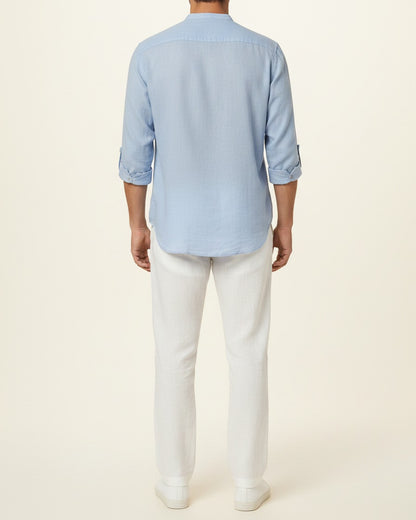 Kael Shirt - Linen in light blue - back fit