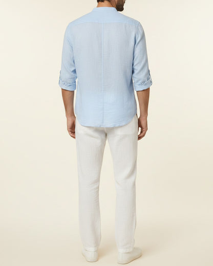 Xen Shirt - Linen in Light Blue - back fit