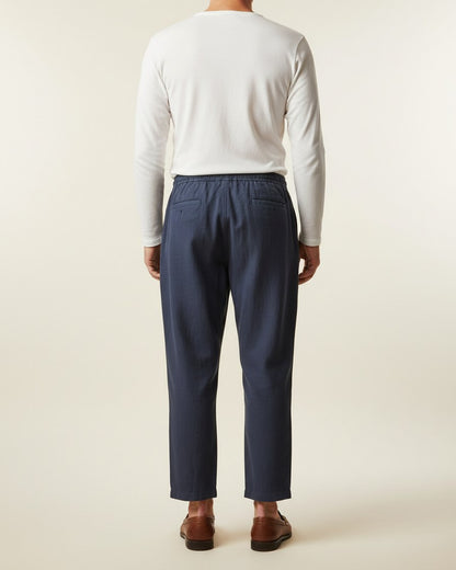 Pael Trousers - Relaxed Linen in Navy - back fit