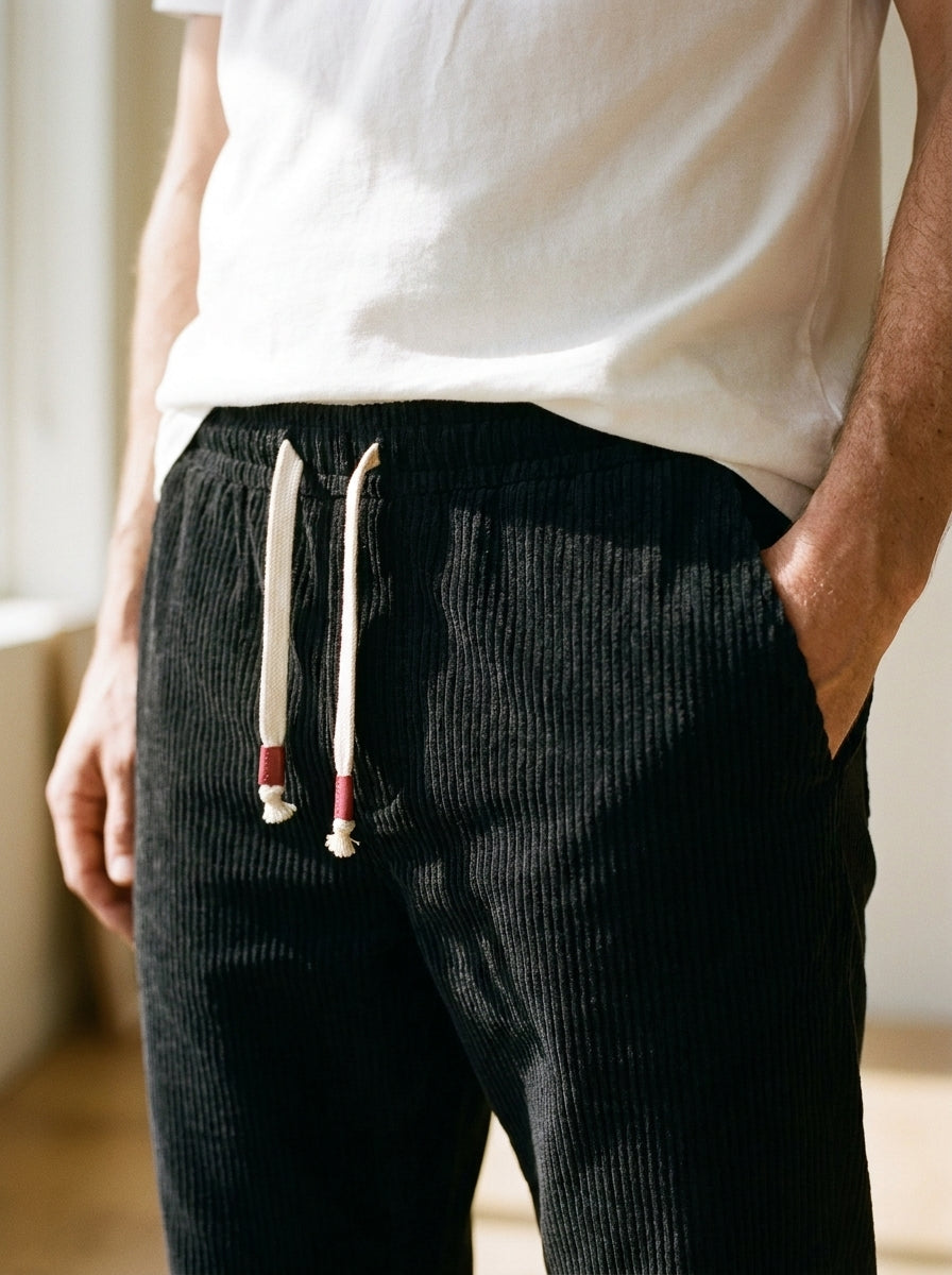 Haruki Corduroy Trousers - Black