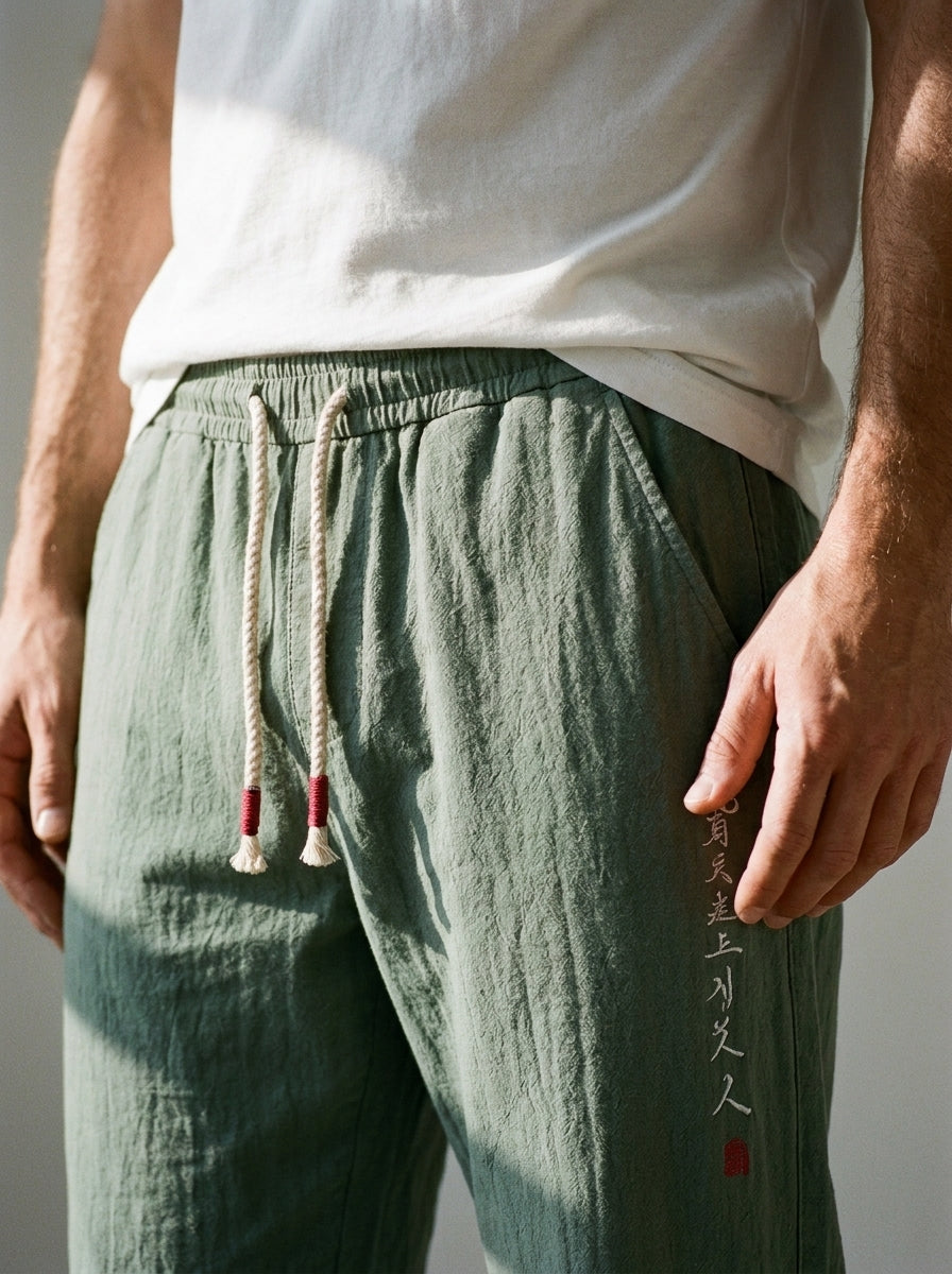 Kurouji Trousers - Easy Harem - Gray-Blue