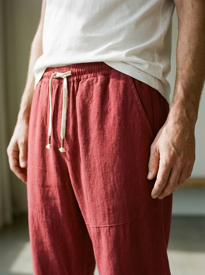 Yoshika Trousers - Relaxed Drawstring - Red