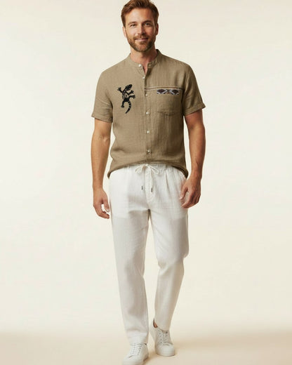 Idris T-Shirt - Linen in Aeh212