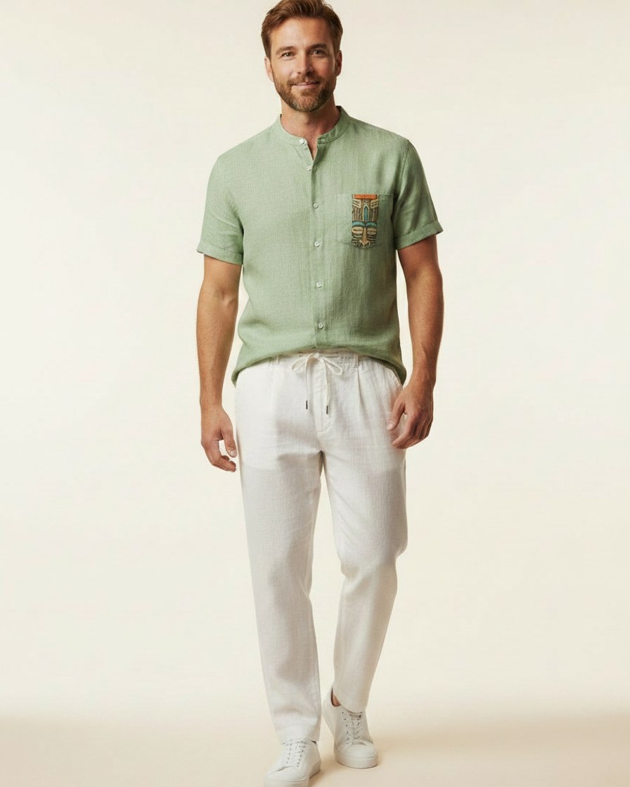 Idris T-Shirt - Linen in Aeh219