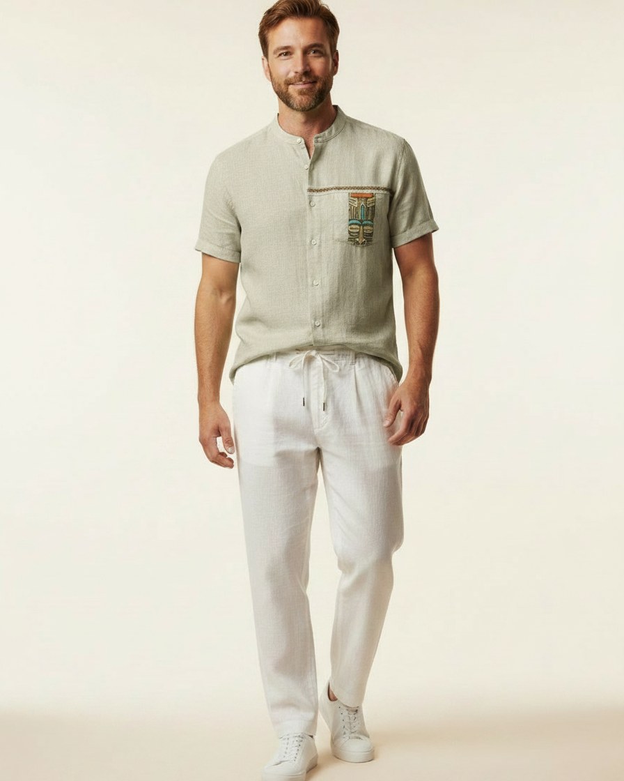 Idris T-Shirt - Linen in Aeh220